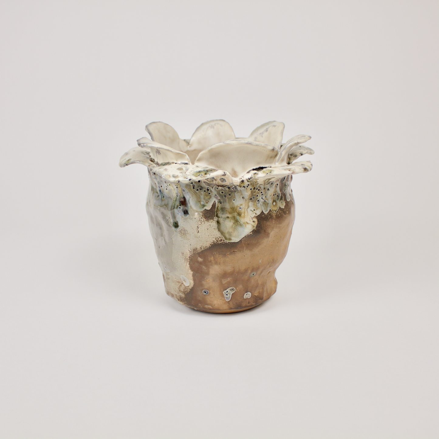 Flower Wood Fired Vase: Short
