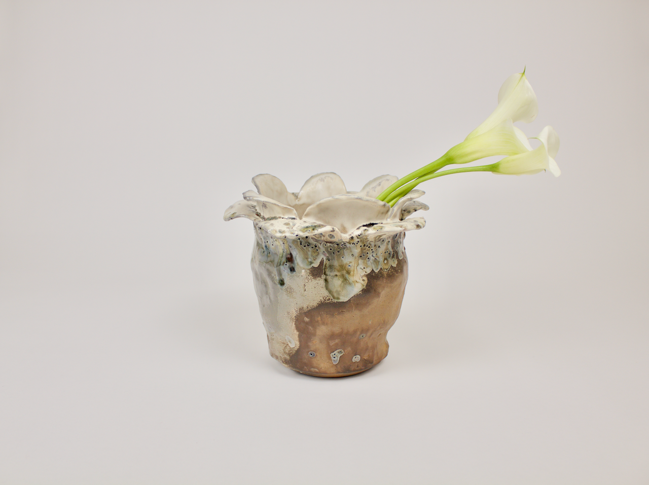 Flower Wood Fired Vase: Short