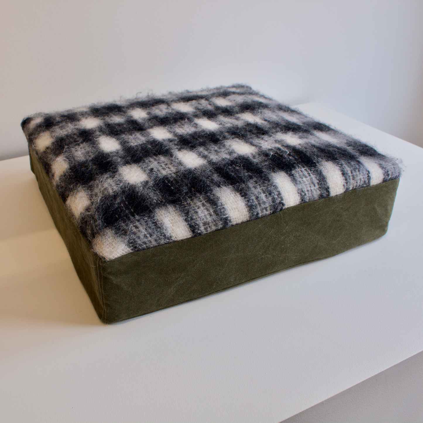 Mohair Floor Pillow: Black & White