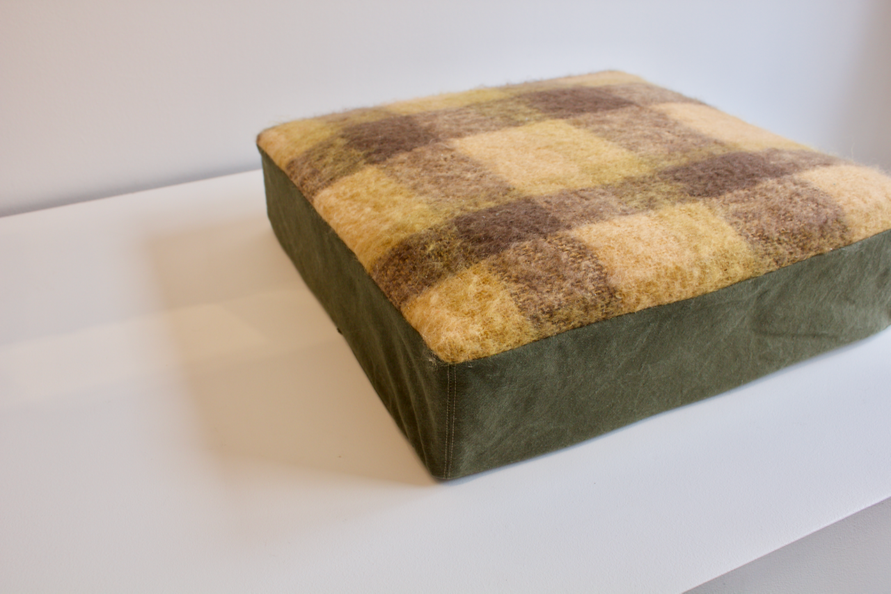 Mohair Floor Pillow: Yellow & Brown