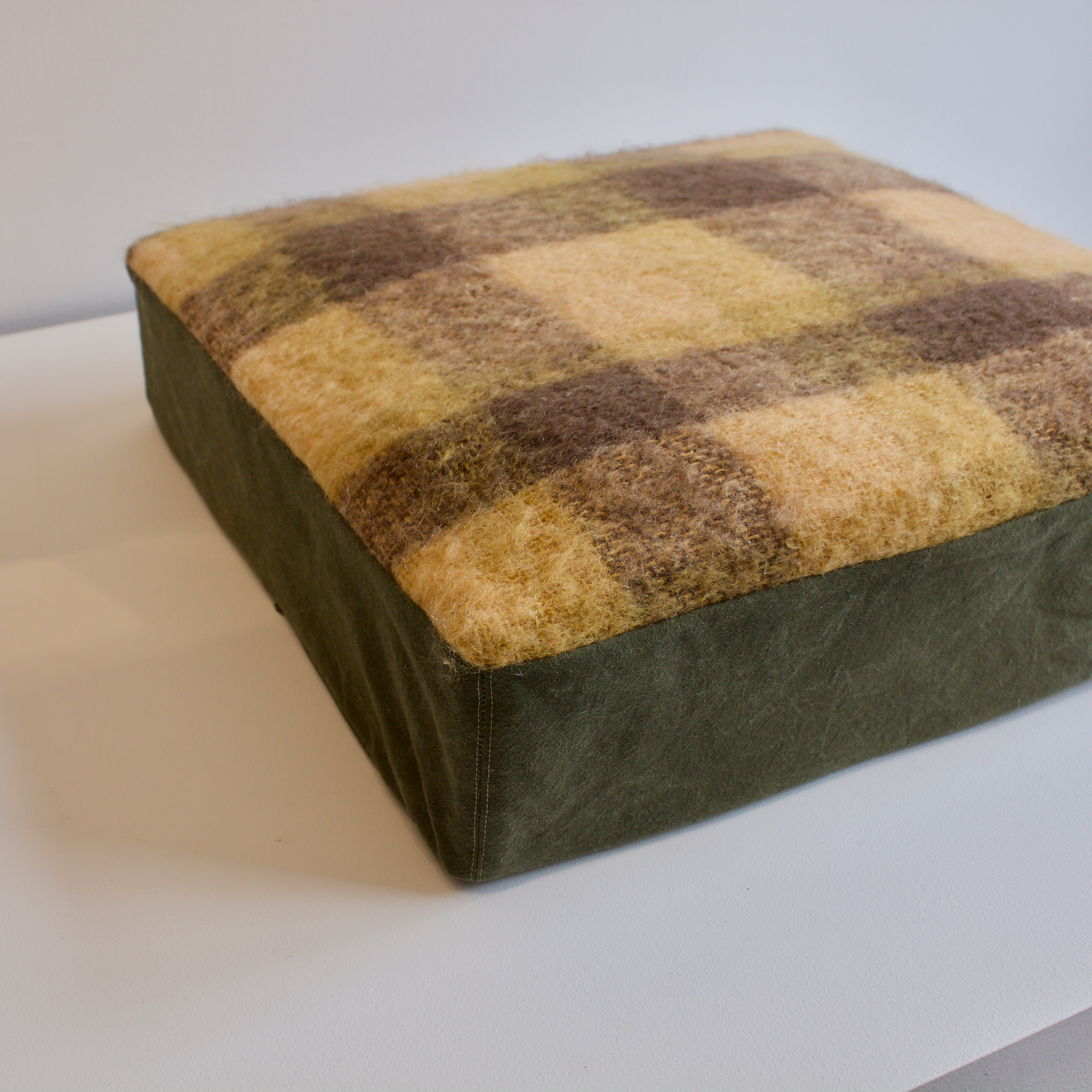 Mohair Floor Pillow: Yellow & Brown