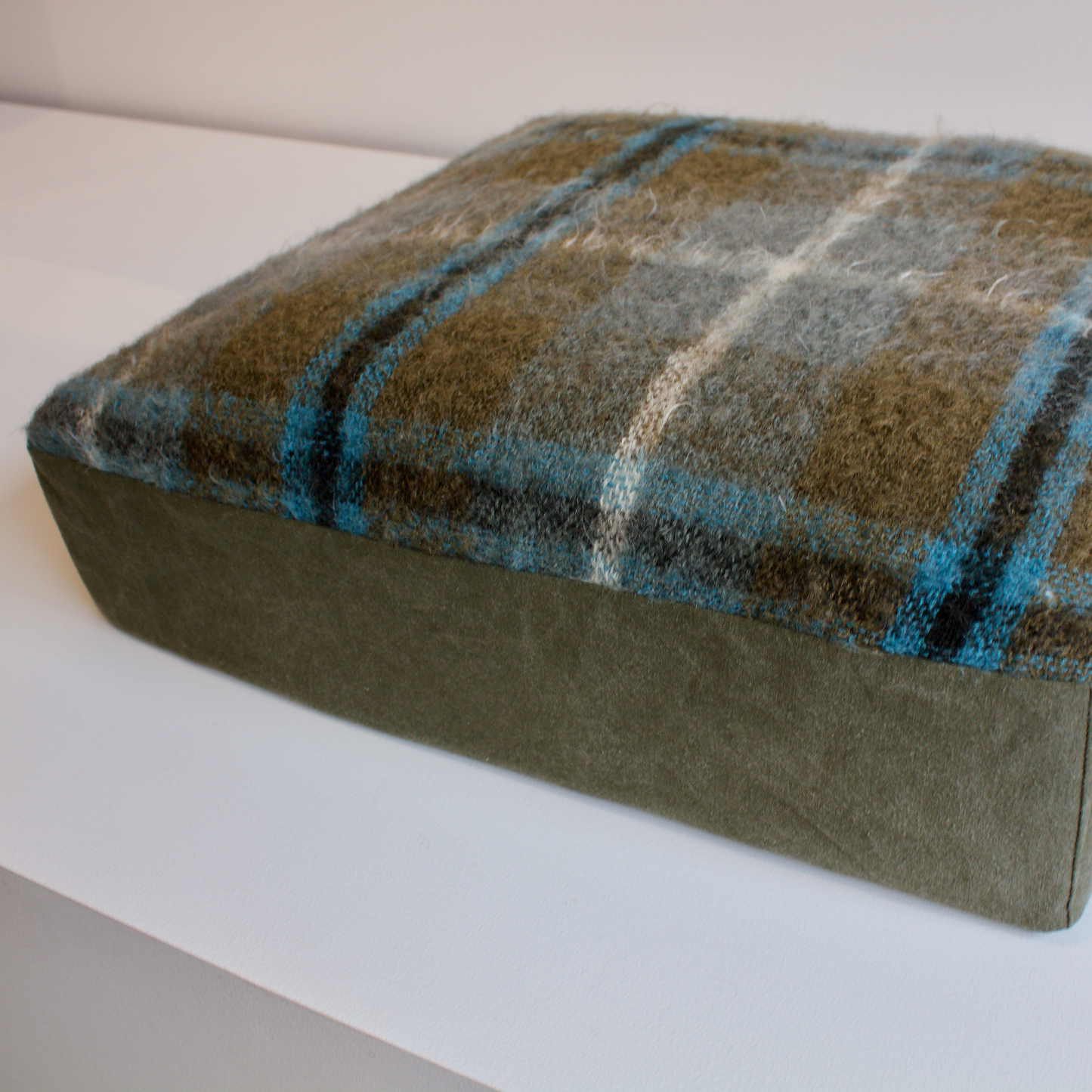Mohair Floor Pillow: Blue & Green