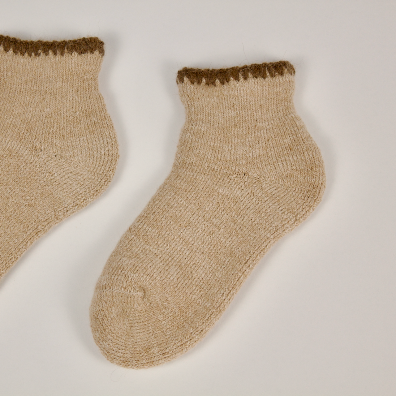Organic Cotton Alpaca Blend Ankle Sock in Beige