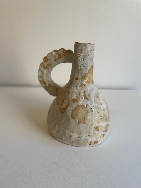 Pinched Handle Vase: White Splash