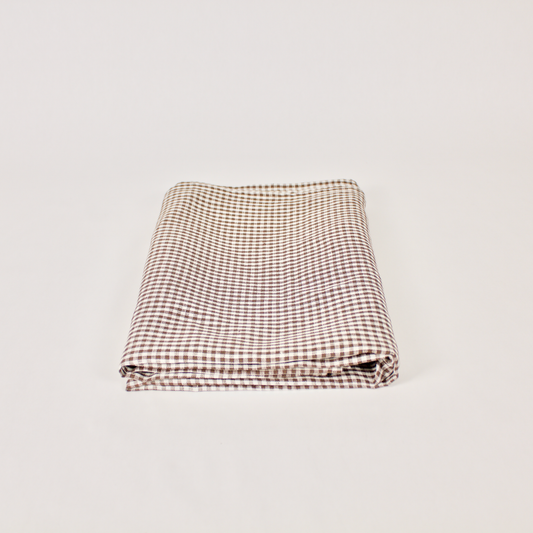 Small Linen Tablecloth: Brown Check