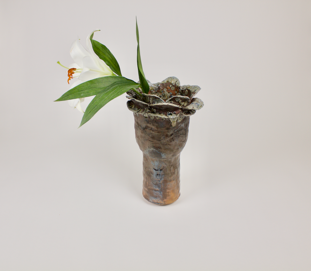 Flower Wood Fired Vase : Tall