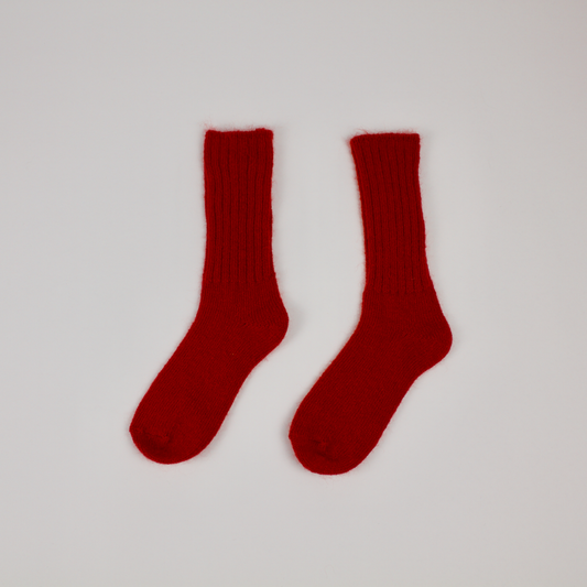 Mohair Socks: Red
