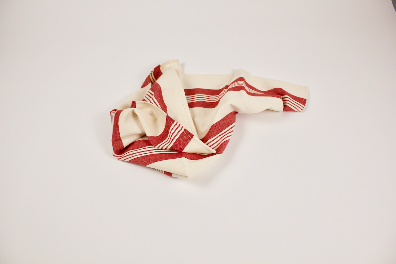 Cotton Kitchen Towel: Red Stripe