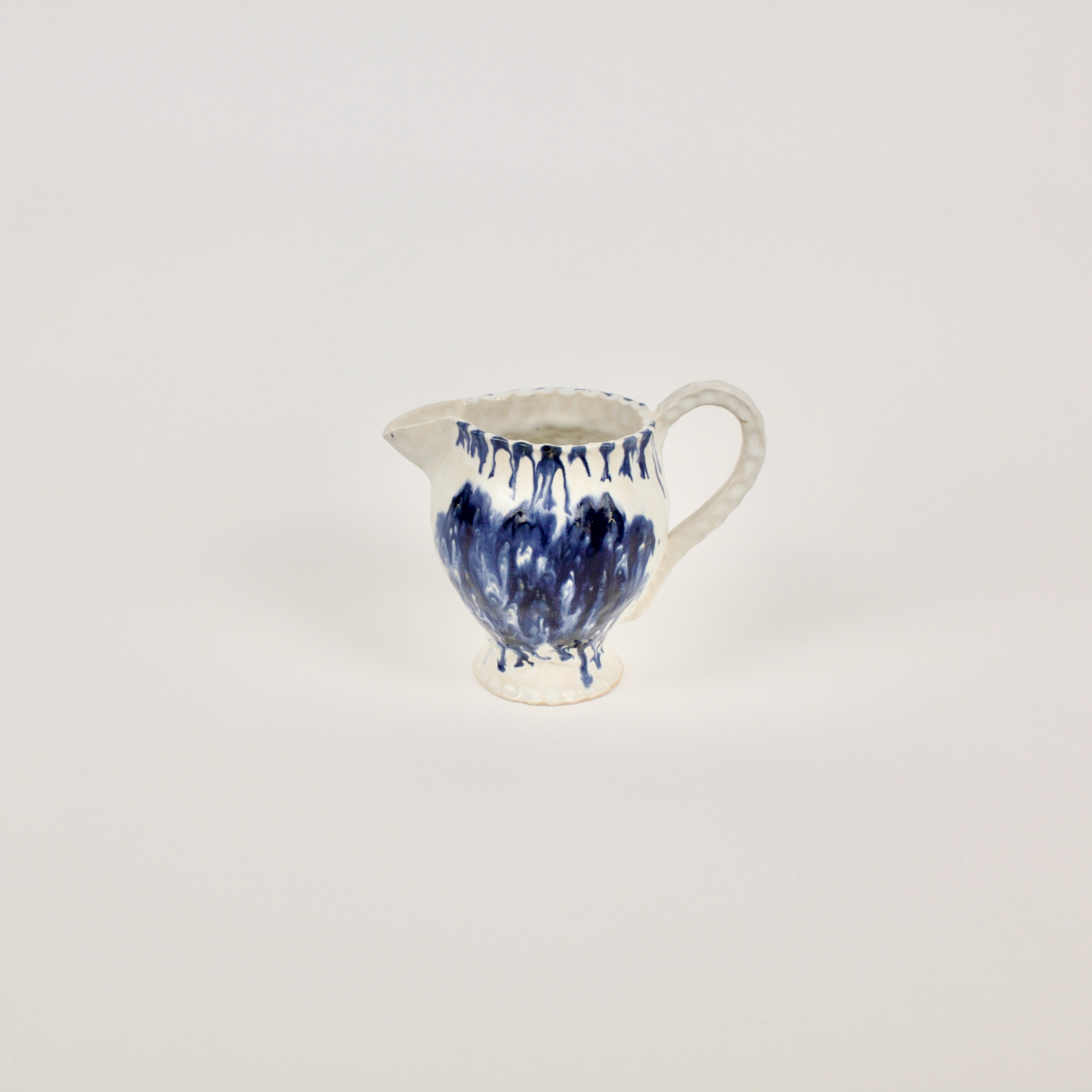 Short Pitcher: White and Cobalt