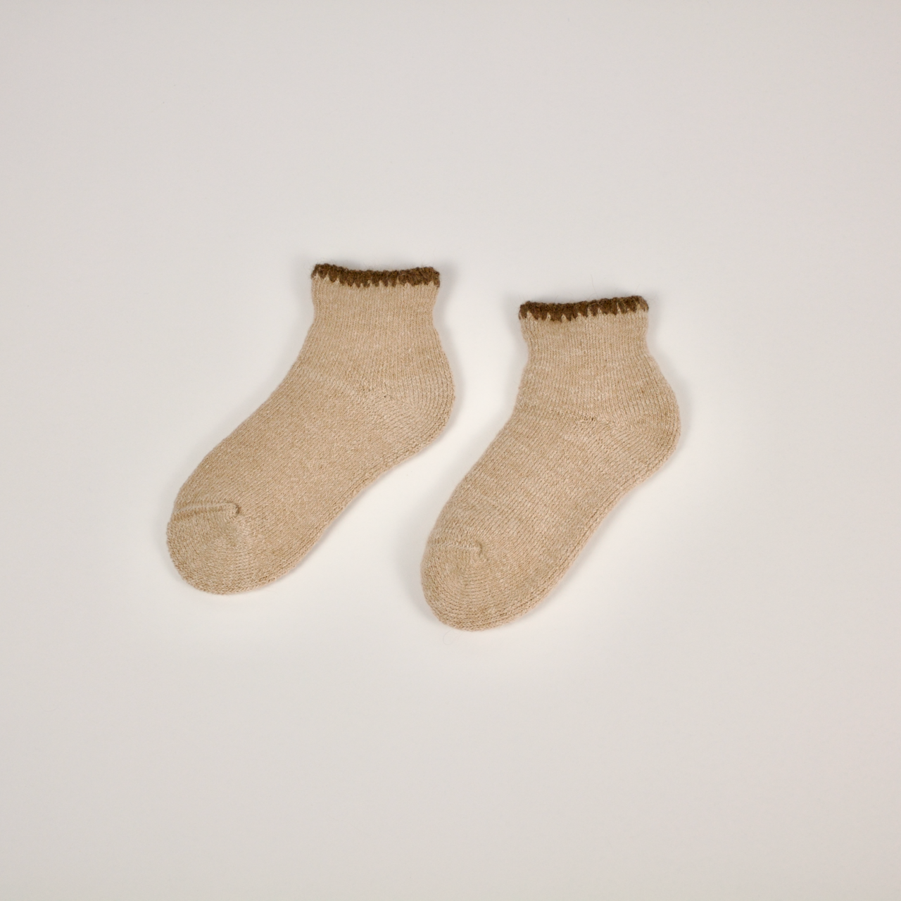 Organic Cotton Alpaca Blend Ankle Sock in Beige