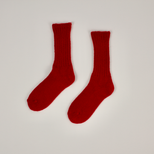 Mohair Socks: Red