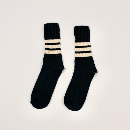 Striped Crew Sock in Black