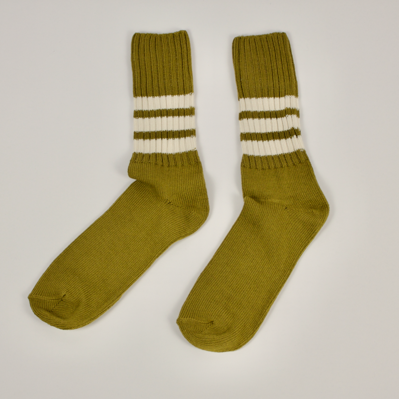 Striped Crew Sock in Olive