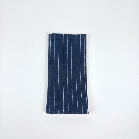 Linen Napkin: Navy Suiting Stripe