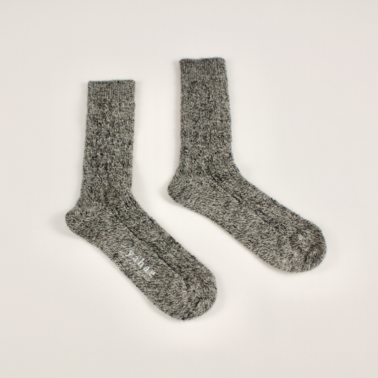 Alpaca Cable Pattern Socks: Charcoal