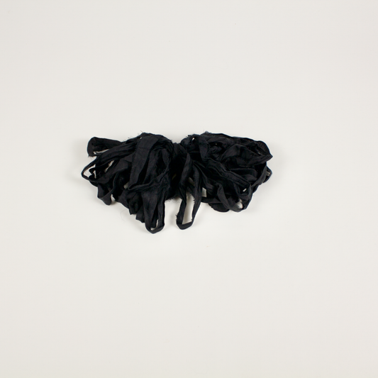 Recycled Sari Silk Ribbon: Black