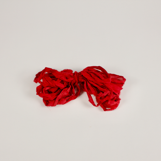 Recycled Sari Silk Ribbon: Red