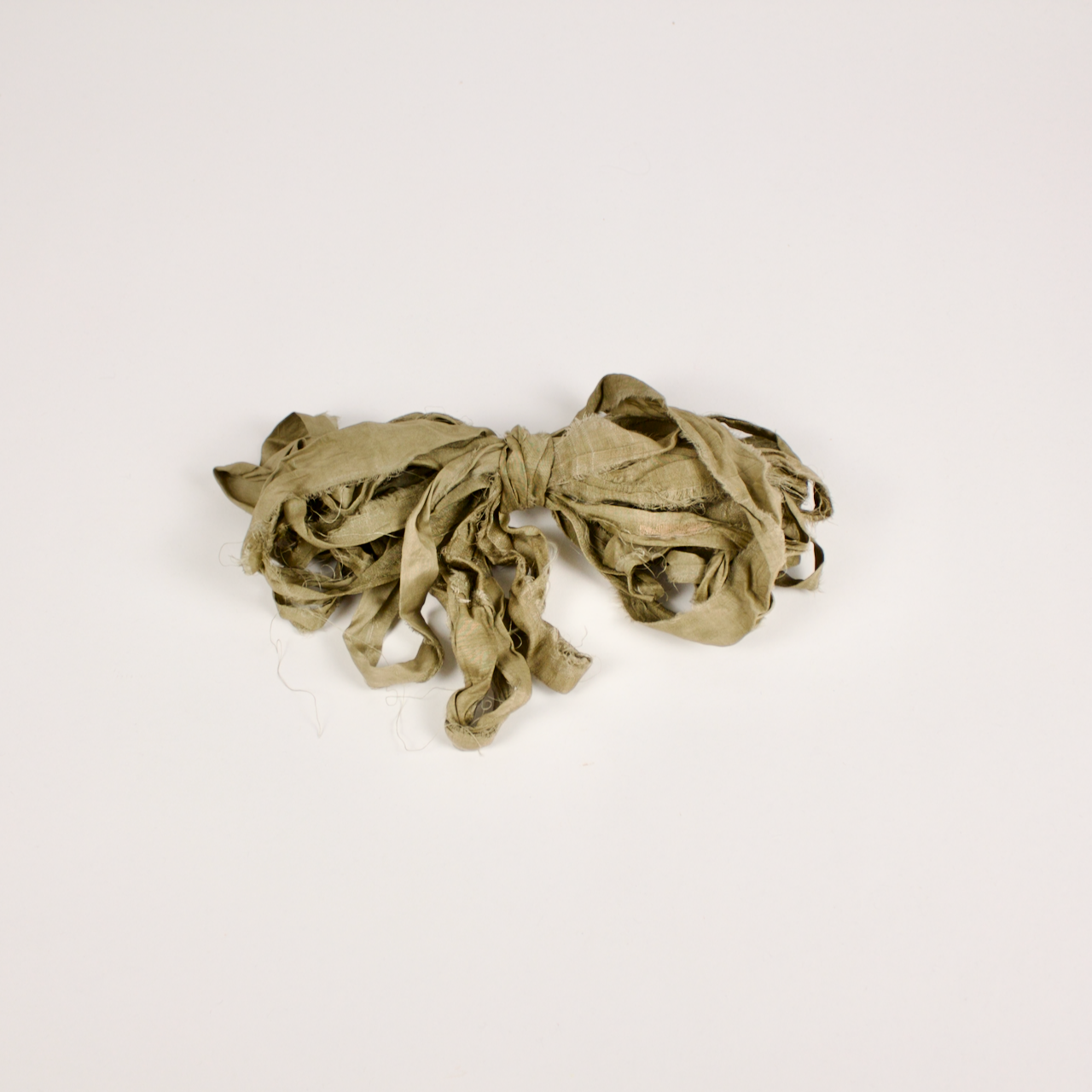 Recycled Sari Silk Ribbon: Olive